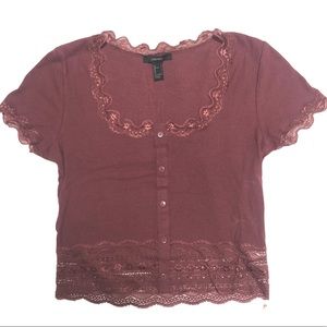 Forever 21 Ribbed Crop Top Mauve